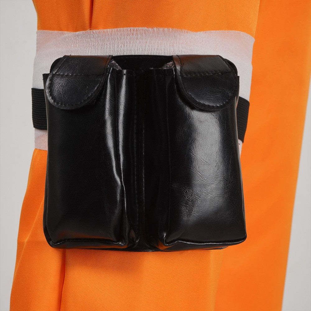 Uzumaki Cosplay Costume Orange Clothes with Headband & Kunai Pouch Pre-Shippuden Genin Ninja Outfit Blonde Wig Unisex Adult Hall