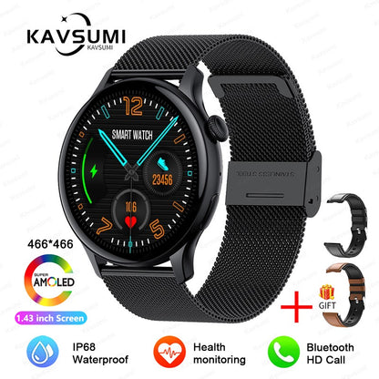 Smartwatch Feminino 2025 NFC Amoled HD GPS Monitor Cardíaco Bluetooth Ligações à Prova D'Água Para Mulheres Presente