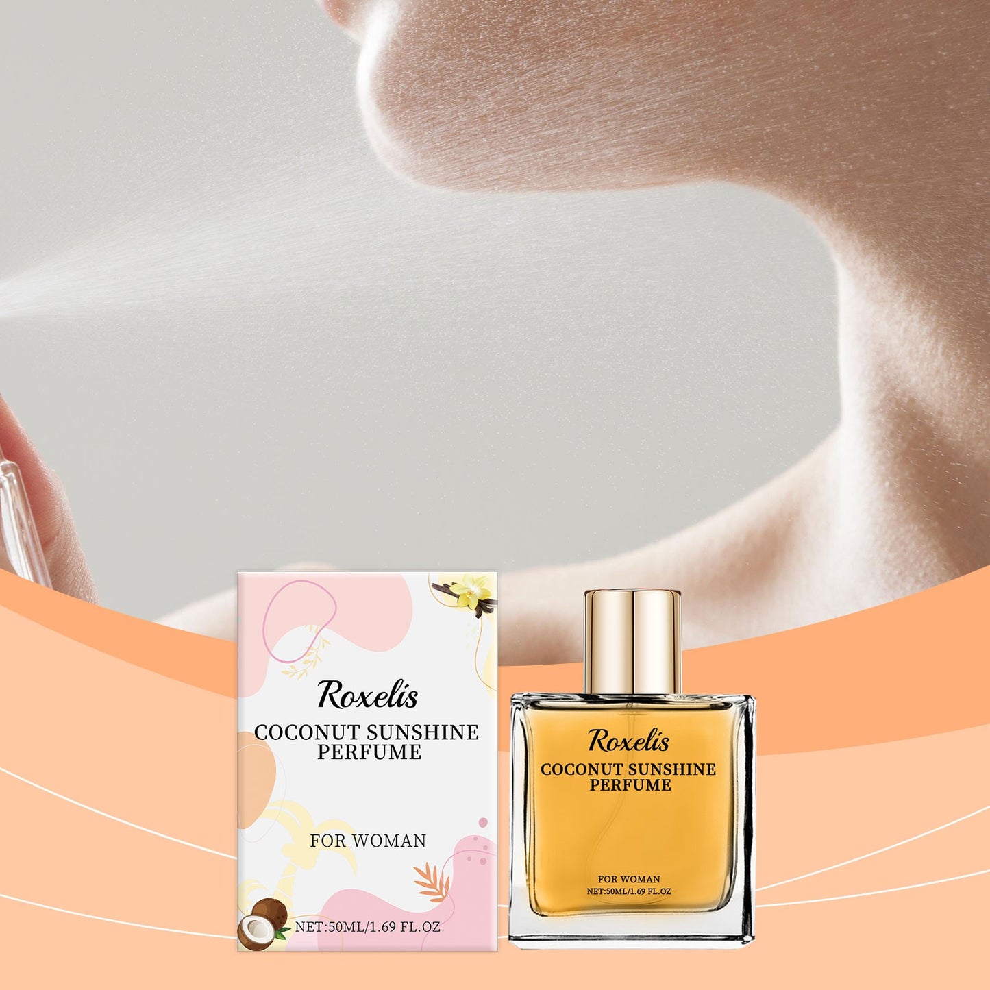 Roxelis Light Vanilla Coconut Perfume Fresh Light Fragrance Lasting Elegant Charming Women Fragrance Convenient Fresh Perfume