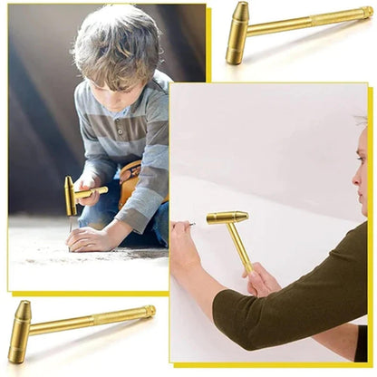 Martelo de Cobre Martelo Dourado Doméstico 6 em 1 Mini Martelo Multifuncional de Latão e Chave de Fenda Ferramentas Manuais Ideais para Relojoeiros Joalheiros