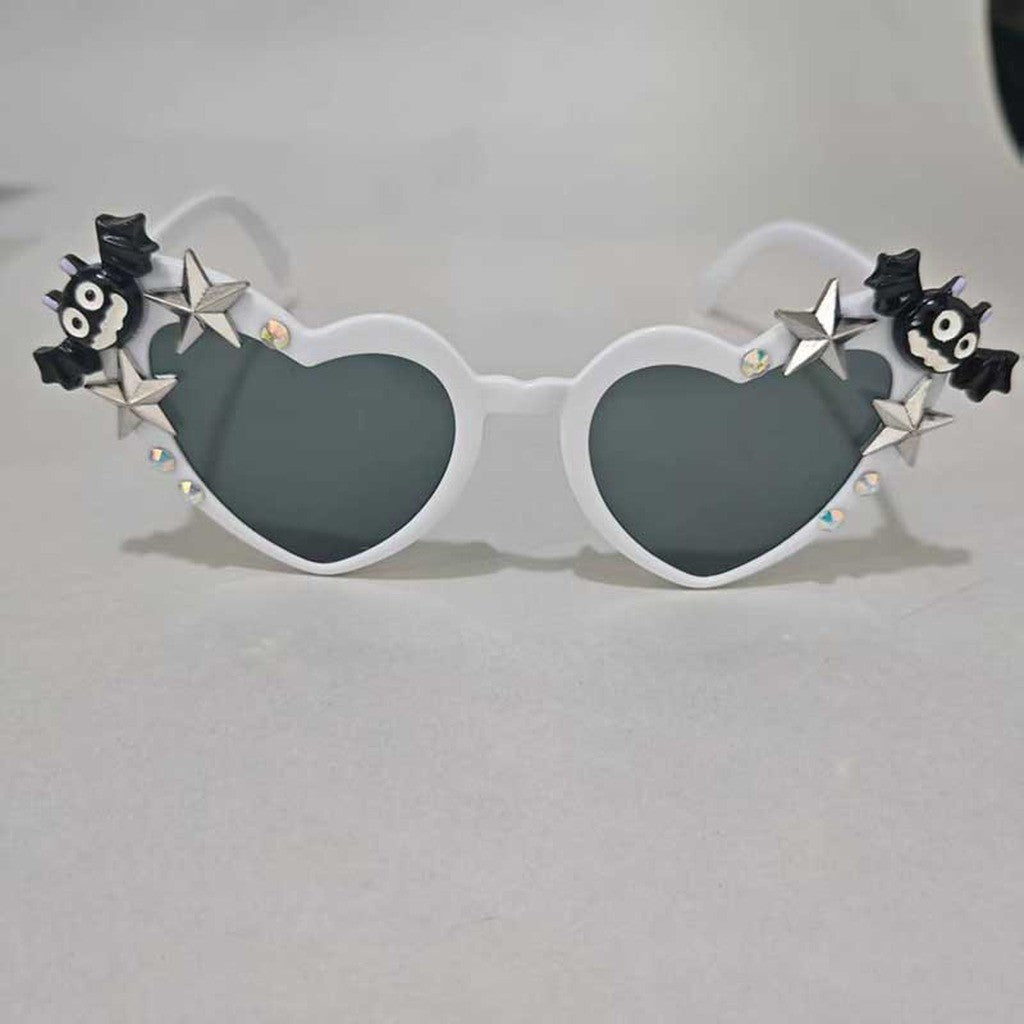 Unisex Sunglasses Dark Lens Halloween Sunglasses Holiday Decorative Sunglasses White Framed Decorative Glasses For Face Shapes