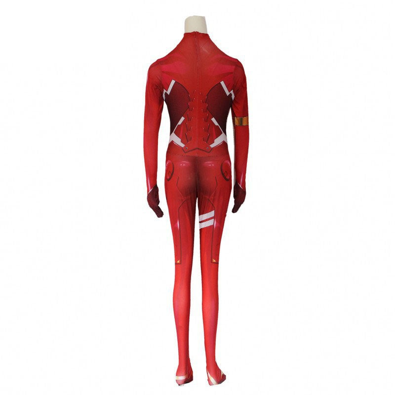 DARLING in the FRANXX Code 002 Cosplay Costume Jumpsuits Halloween Anime Cosplay Devil Horn Headdress Long Pink Wig