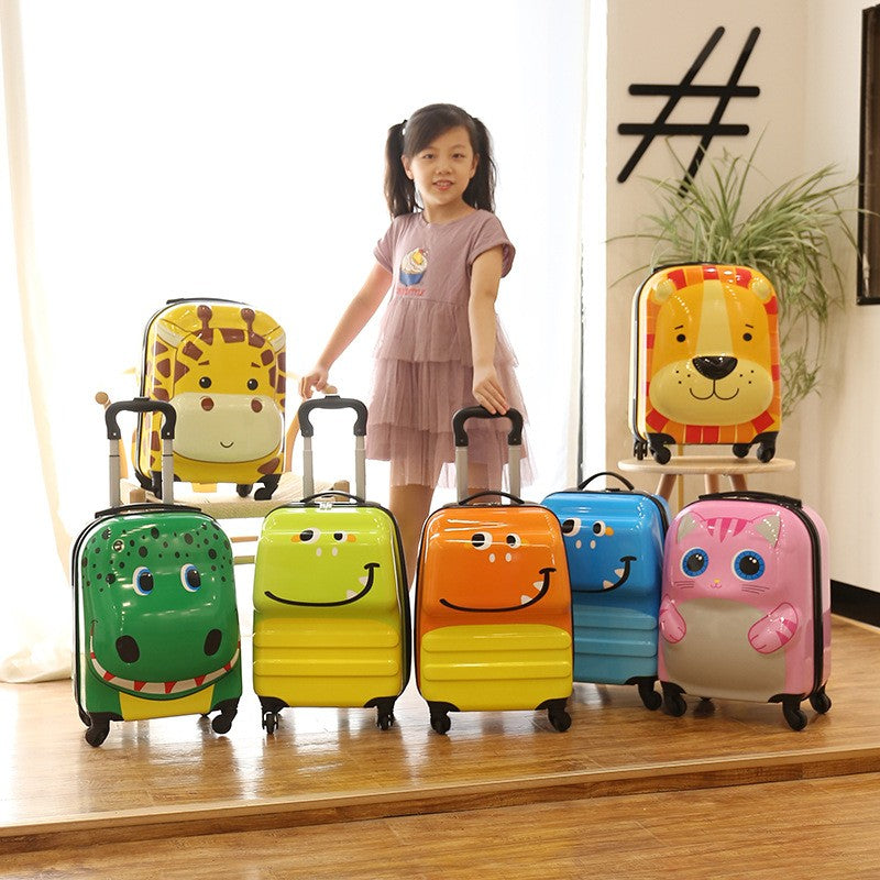 Mala de rodinhas infantil com rodízios de 18 polegadas, desenho animado, maleta de viagem 3D, animal fofo, tridimensional para estudantes