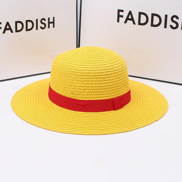 Anime Luffy Straw Hat One Piece Cosplay Sun Protection Hat Parent-child Summer Sun Straw Beach Hat For Men Women