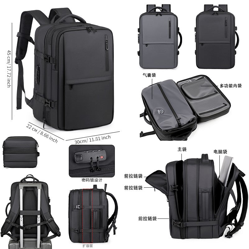 Mochila Masculina Nova a Vácuo Mochila de Compressão Multifuncional para Computador Bolsa de Viagem Expansível de Grande Capacidade