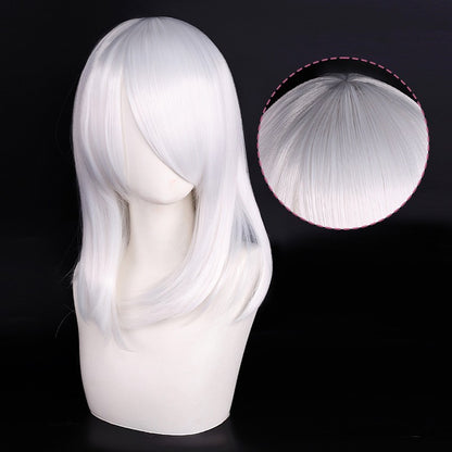 Peruca de Cosplay Média de Alta Qualidade 40cm com Franja Preta Loira Rosa Vermelha Azul Roxo Resistente ao Calor Perucas de Cabelo Sintético