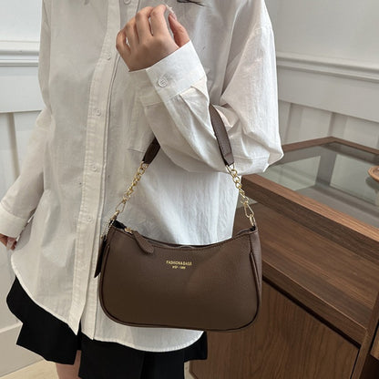 Cherry Pendant Shoulder Bag Women Light Luxury New High-end Women's Bag Soft Lychee Pattern Underarm Bag Casual Dumpling Bag