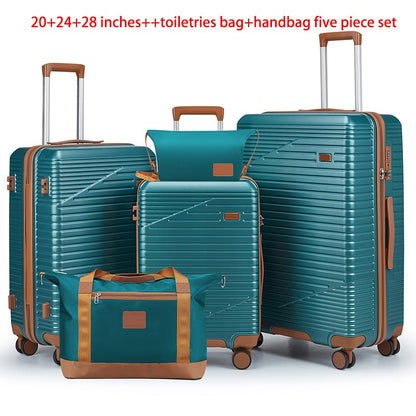 Conjunto de Bagagem de 20/24/28 Polegadas, 5 Peças de Bagagem ABS com Nécessaire e Bolsa de Mão Leve 2,6KG para Viagens em Família e Férias