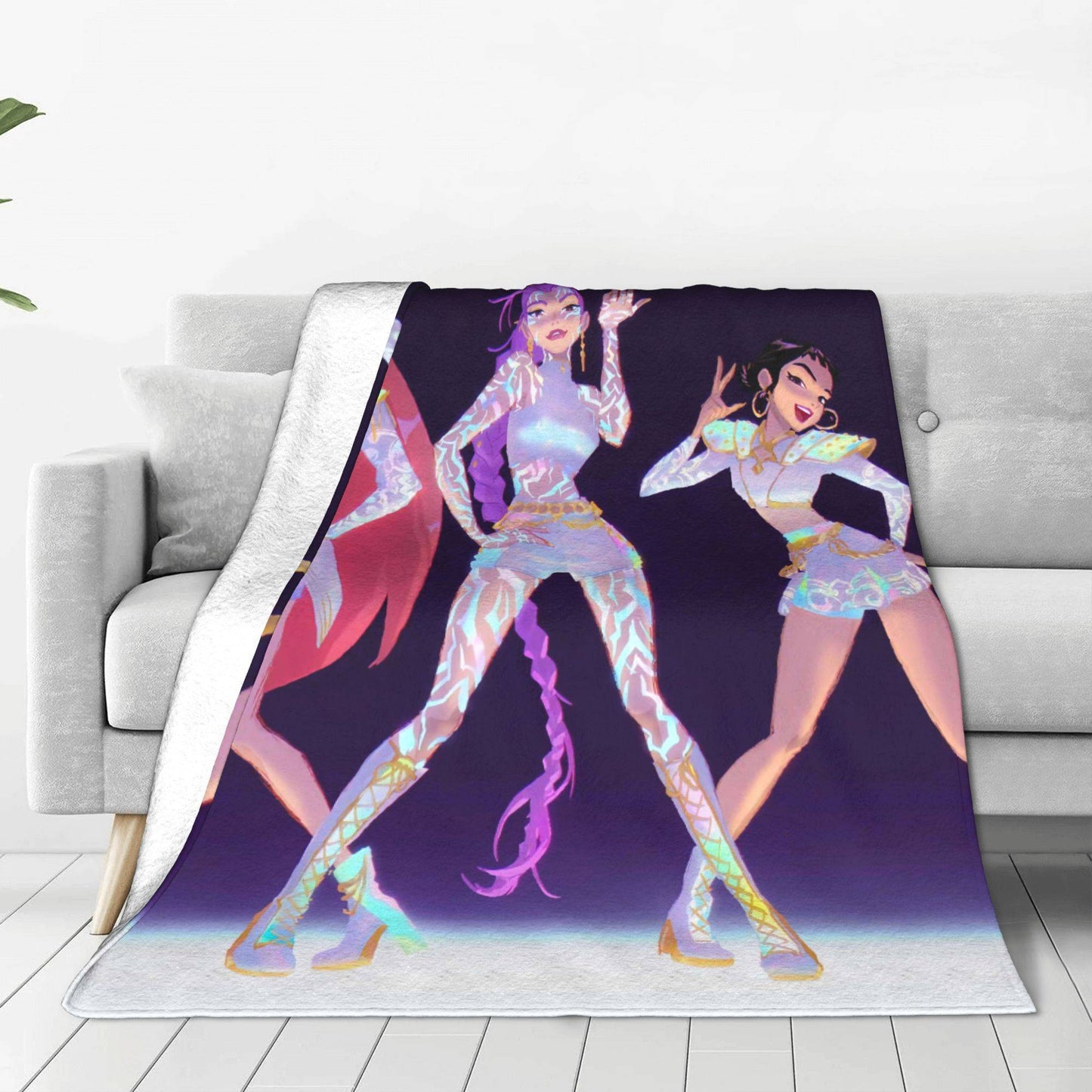 kpop Demon Hunters Huntrix Golden Blanket  Warm Graphic Plush Throw Blanket For Girls Boys Living Room Flannel Bedspread Cover