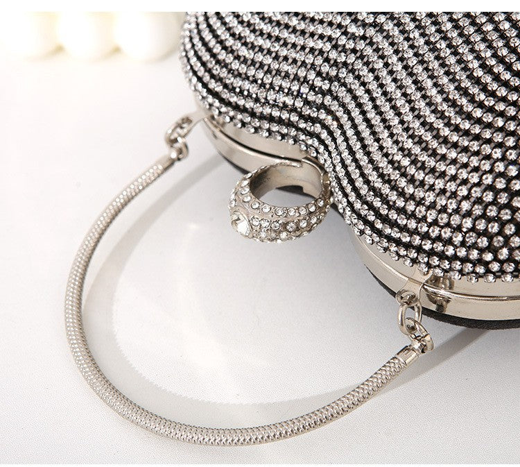 Rhinestone Evening Bag Heart Pattern Silver Handbag Womens Diamond Tassel Banquet Clutch And Purse Wedding Bridal Prom Wallets