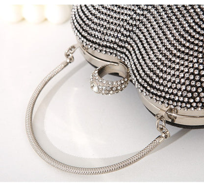 Rhinestone Evening Bag Heart Pattern Silver Handbag Womens Diamond Tassel Banquet Clutch And Purse Wedding Bridal Prom Wallets