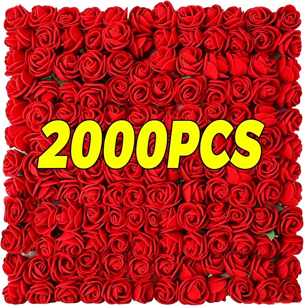 2000/10pcs Mini  Artificial Rose Flowers Head  Rose Heads DIY Valentine's Day Roses Wedding Bouquets Party Gift Candy Box Decor