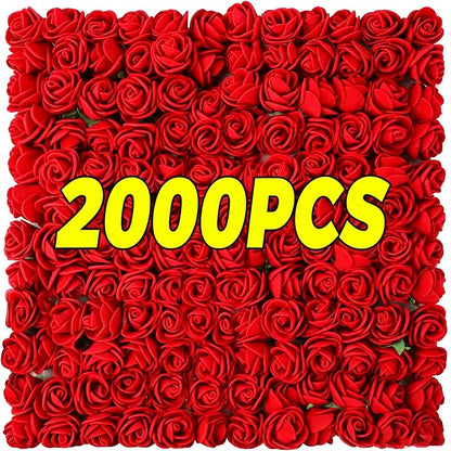 2000/10pcs Mini  Artificial Rose Flowers Head  Rose Heads DIY Valentine's Day Roses Wedding Bouquets Party Gift Candy Box Decor