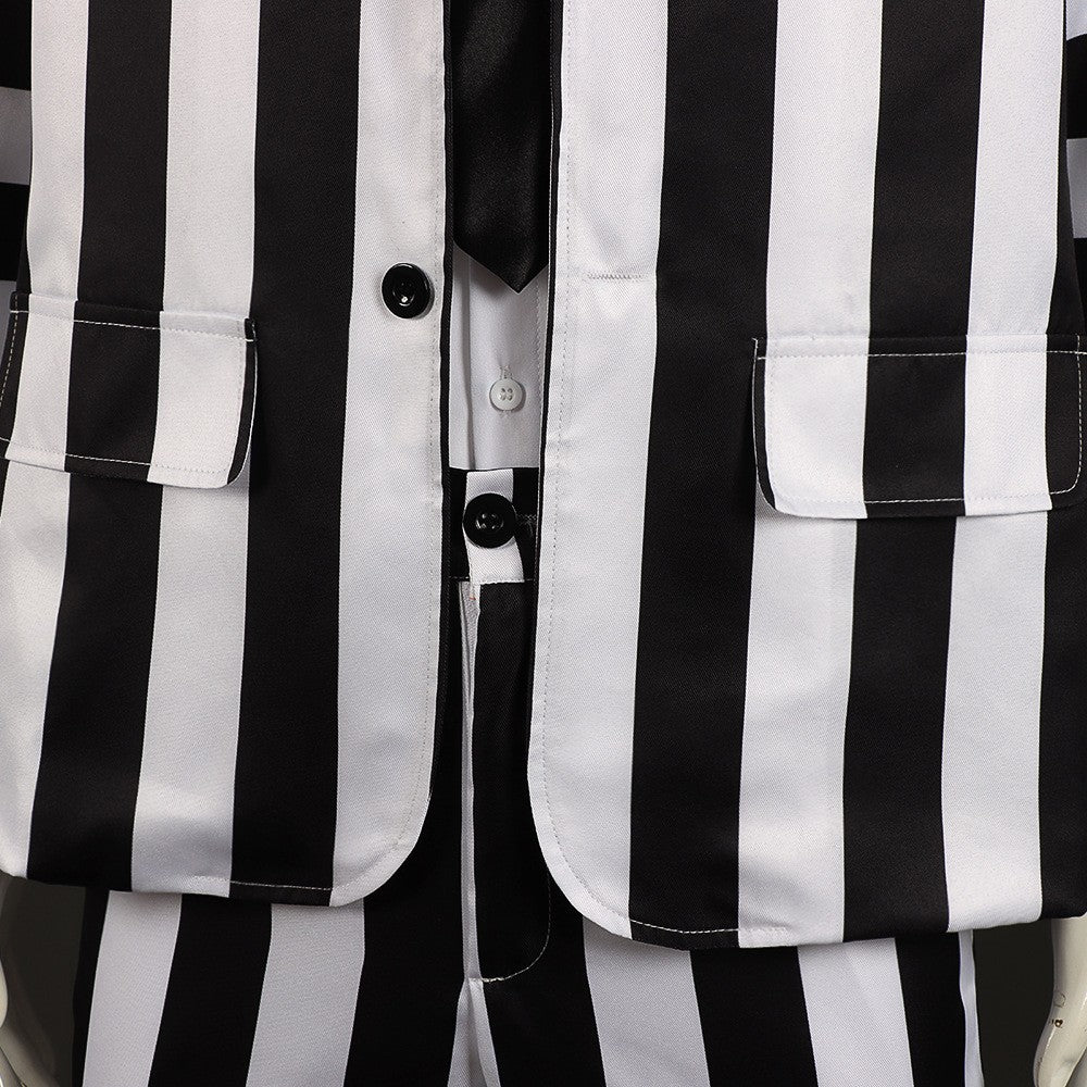 Underworld Master cosplay costume  Michael Keaton black and white striped suit cosplay Halloween costume