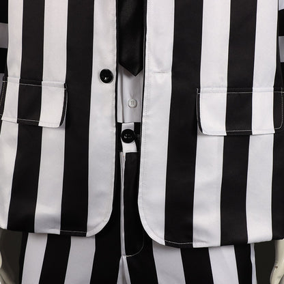 Underworld Master cosplay costume  Michael Keaton black and white striped suit cosplay Halloween costume