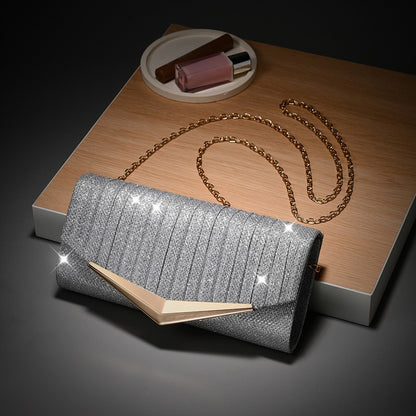 Luxury Envelope Evening clutch Bag New Bright Grain Wrinkle Textured Long Hardware shoulder bag Wedding Handbag for wedding bag