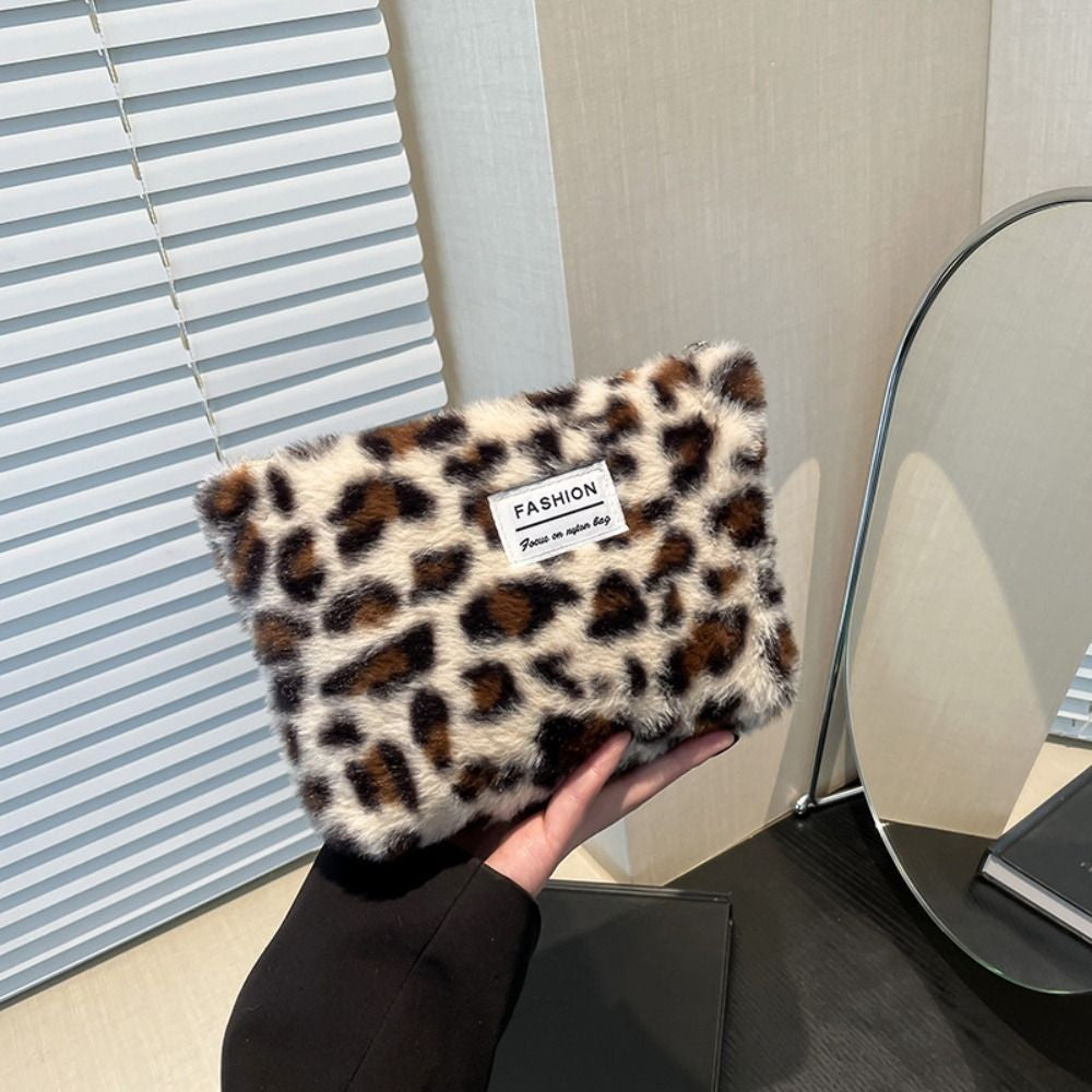 INS Style Canvas Sanitary Mat Bag Leopard Change Purse Coins Keys Wallet Zipper Design Credit Card Holder Cosmetics Napkin