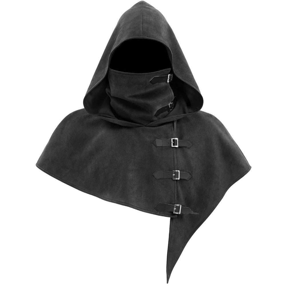 Vintage Medieval Hood Shawl Scarf Set Gothic Assassin Cowl Cape Adult Cosplay Cloak LARP Halloween Carnival Themed Party Outfit