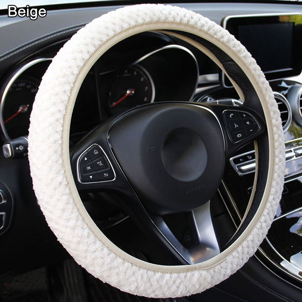 Capa de Volante de Carro de Veludo Pérola de Inverno Acessório para Carro Proteção Antiderrapante Quente Pelúcia Macia