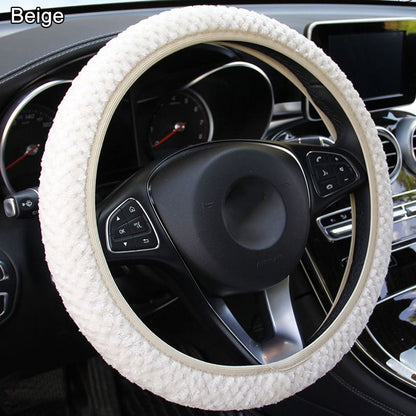 Capa de Volante de Carro de Veludo Pérola de Inverno Acessório para Carro Proteção Antiderrapante Quente Pelúcia Macia