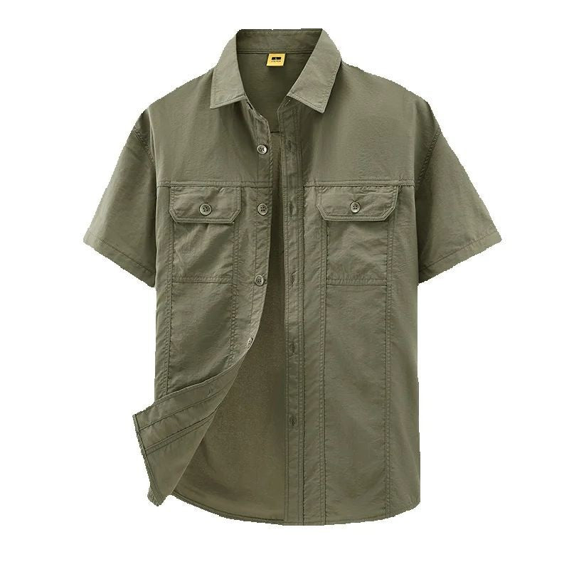 [USA Size] 100% Nylon For 2025 Summer Fashion Tops Blouses Mens Short Sleeves Oversize 5XL Cargo Military Shirts Casual Clothes