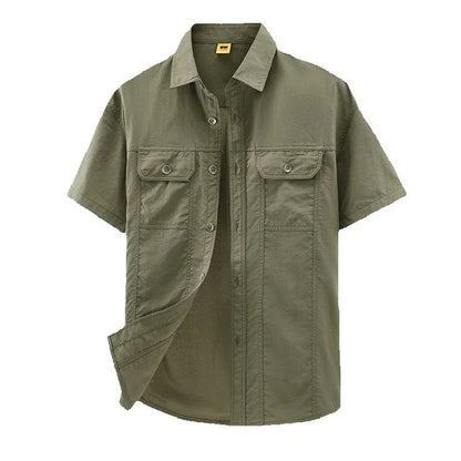[USA Size] 100% Nylon For 2025 Summer Fashion Tops Blouses Mens Short Sleeves Oversize 5XL Cargo Military Shirts Casual Clothes