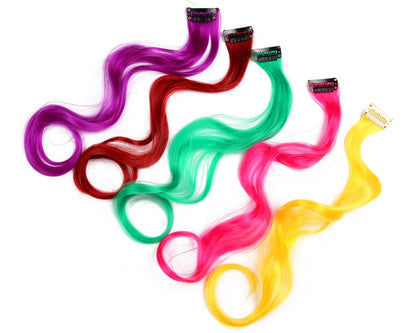 Cabelo Sintético Arco-Íris Ondulado, Extensões de Cabelo Longas, Extensões de Cabelo com um Único Clipe, Perucas Coloridas de Fibra Sintética, Cabelo Falso 20";;VERDADEIRO;;"Q33,20inches