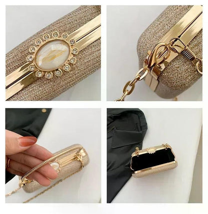 Luxury High Design Women Evening Bag Brand Party Banquet Glitter Bag for Ladies Wedding Clutch Handbag Shoulder Bag Chain Bolsas