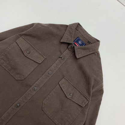 May Khaki heavy cargo double-pocket shirt men's cotton wash wool long-sleeved Japanese vintage loose coat