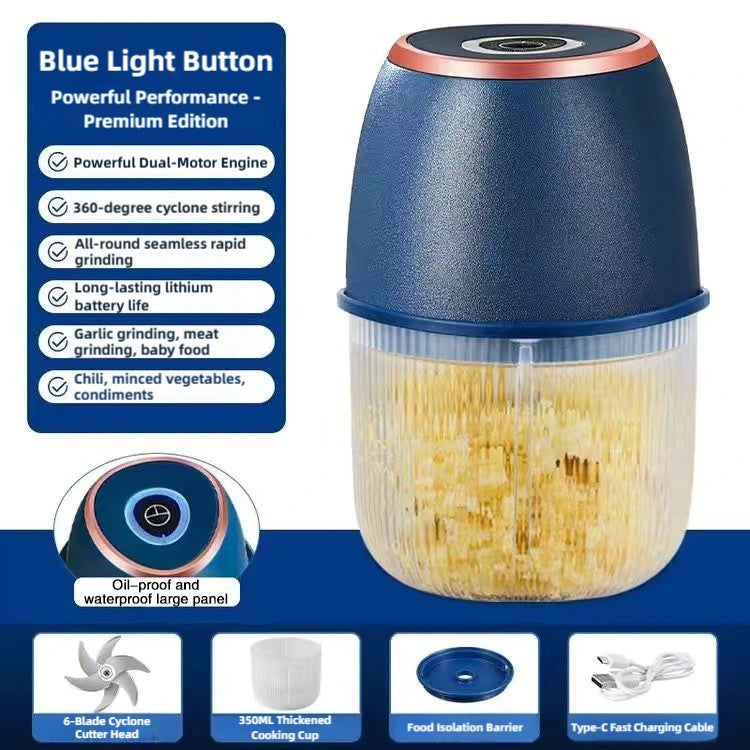 Mini Processador de Alimentos Elétrico TINSOL 350ML, Picador de Carne, Amassador de Alho, USB, Multifuncional, Fatiador de Vegetais, Liquidificador, Misturador de Cozinha