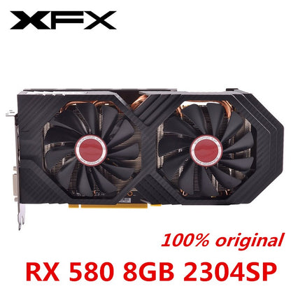 Placas de Vídeo XFX RX580 8GB AMD Radeon RX580 8GB 2304SP Placas de Tela GPU Computador de Mesa HDMI Placa de Vídeo para Mineração Usada