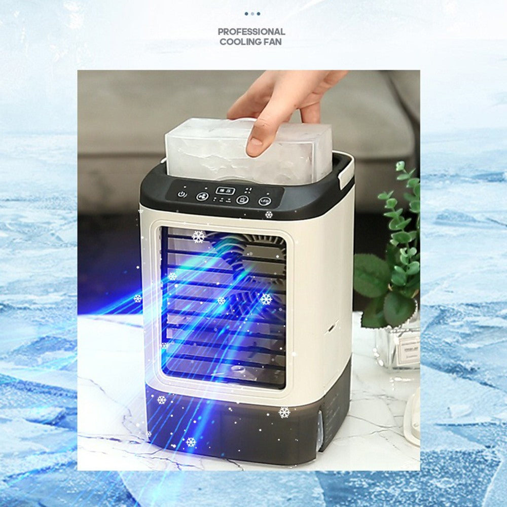 Mini Ventilador de Ar Condicionado Portátil USB 3 Velocidades Ventilador de Mesa Doméstico Lâmpada Noturna LED Refrigerador de Ar para Quarto Escritório Acampamento ??? ???