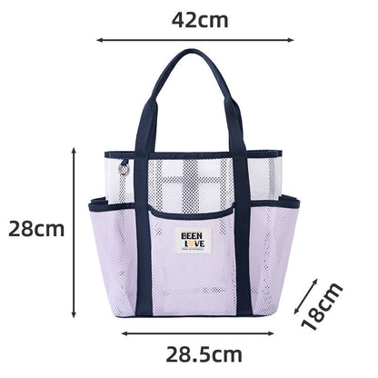 Transparent Mesh Handheld Beach Bag with Large Capacity for Swimming Big Eye Net Beach Bag Portable Handbag for Beach Accessorie