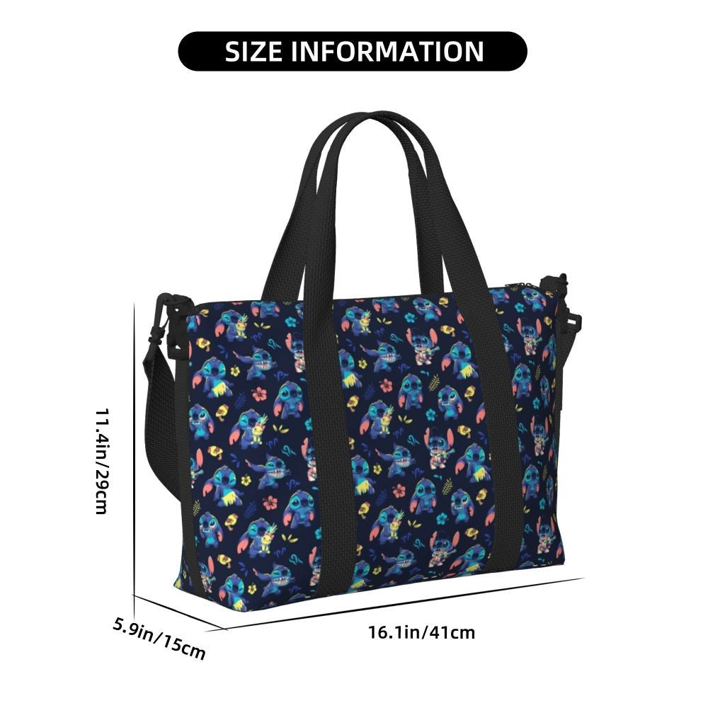 Custom Large SLilo And Stitch Cartoon Tote Bag Women Anime Shopping Shoulder Beach Gym Travel Bag