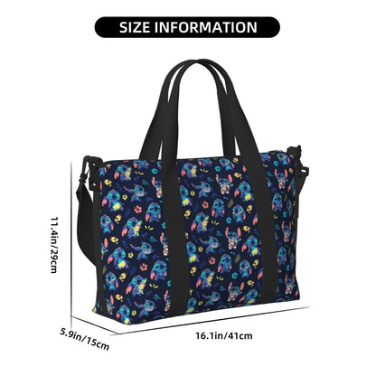 Custom Large SLilo And Stitch Cartoon Tote Bag Women Anime Shopping Shoulder Beach Gym Travel Bag