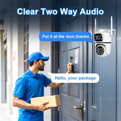 Câmera IP WIFI Tuya 5K 10MP Externa 5G Wifi Câmera PTZ de Lente Dupla Onvif Vigilância CCTV Rastreamento AI Alexa/Câmera de Segurança Goggle