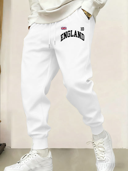 Calça de Moletom Masculina Estampada Inglaterra Reino Unido Calça da Moda Casual com Elástico na Cintura Esportiva com Cordão para Outono