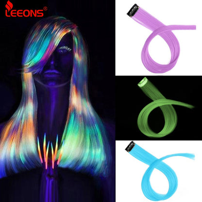 Apliques Sintéticos Presilha de Uma Peça Extensões de Cabelo Arco-Íris Cabelo Sintético Liso Peças de Cabelo de 45cm Longo Ombré Rosa Roxo Vermelho Azul