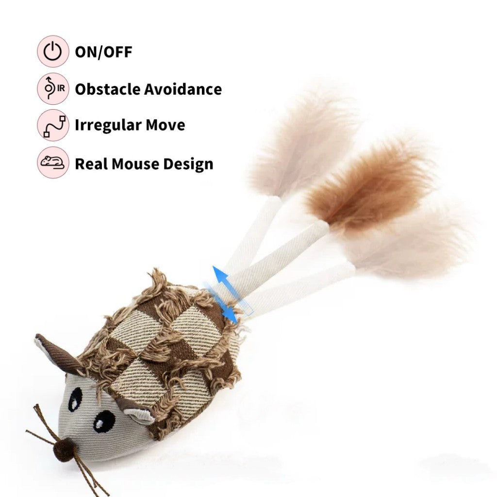 Brinquedos Elétricos Interativos de Rato para Gatos Brinquedo Engraçado de Pelúcia Inteligente para Animais de Estimação Brinquedos de Movimento Interativo Rápido Acessórios para Gatos de Estimação