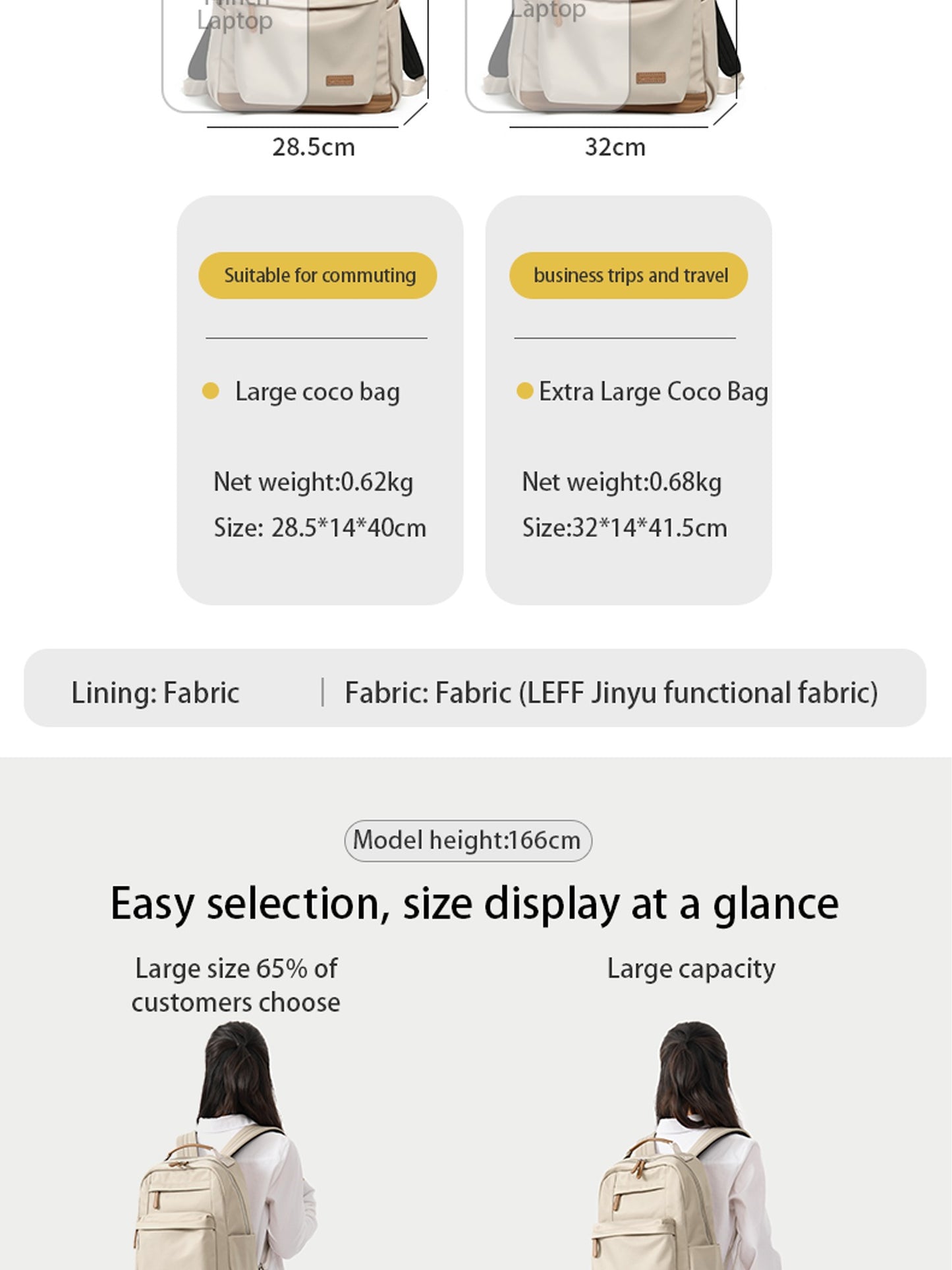 LEFF Women Backpack High Quality Large Capacity Laptop Backpacks Trendy Female Commuting Backpack Waterproof Outdoor Travel Bags