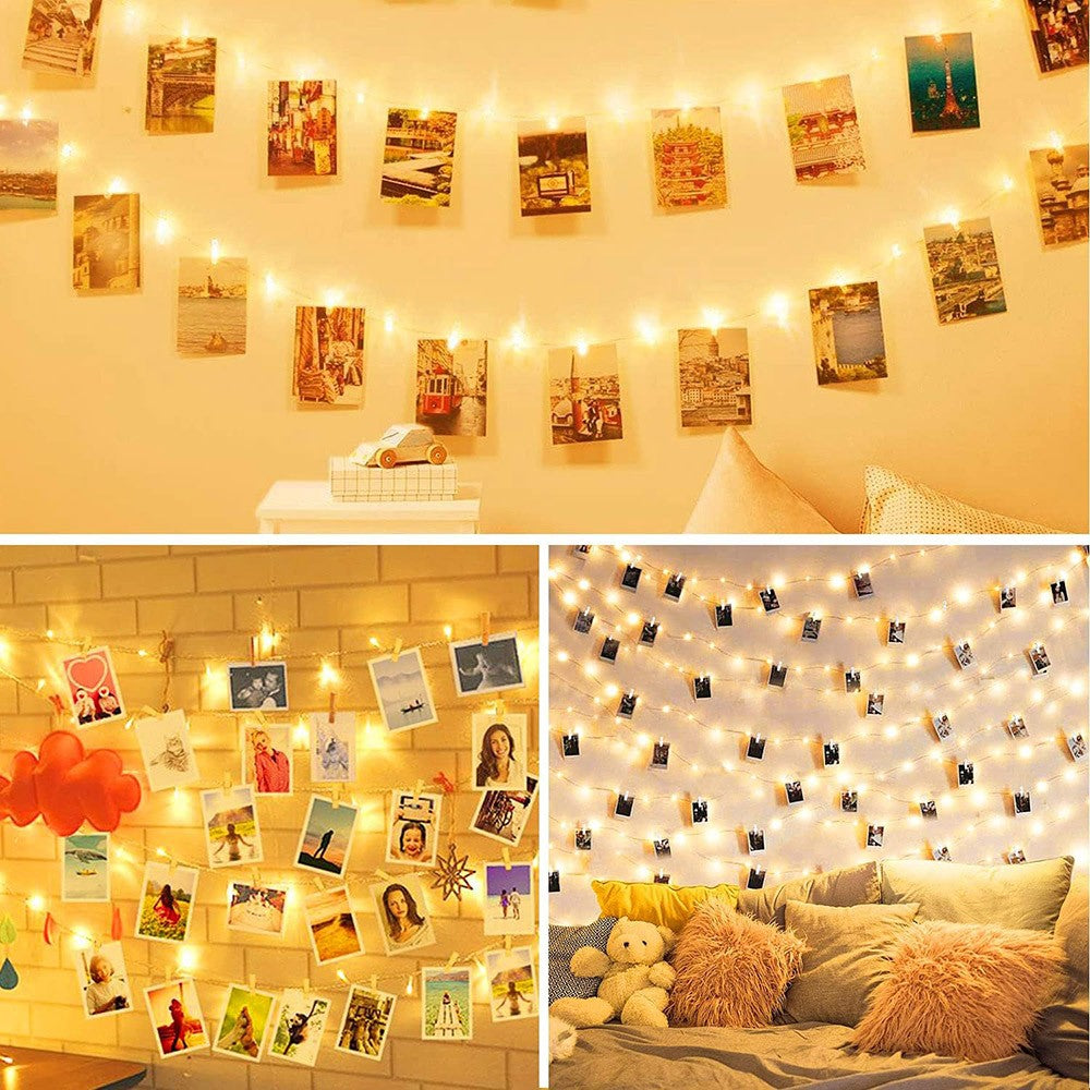 Photo Clip String Lights LED Fairy Lights Picture Clips USB Powered String Light with Clips for Bedroom Christmas Party Decor