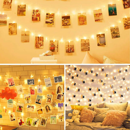 Photo Clip String Lights LED Fairy Lights Picture Clips USB Powered String Light with Clips for Bedroom Christmas Party Decor