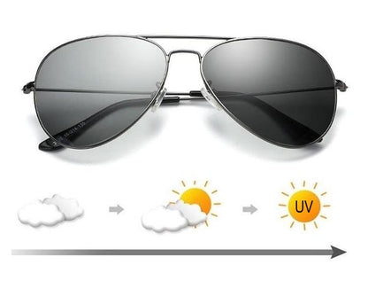 Óculos de Sol Polarizados Masculinos, Fotocromáticos, Modelo Aviador, Armação da Moda para Homens 3026