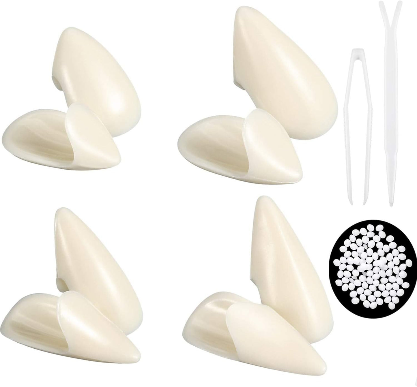 4 Pairs Vampire Teeth for Cosplay Fangs Dentures Props Halloween Costume Props Solid Glue Denture Adhesive Halloween