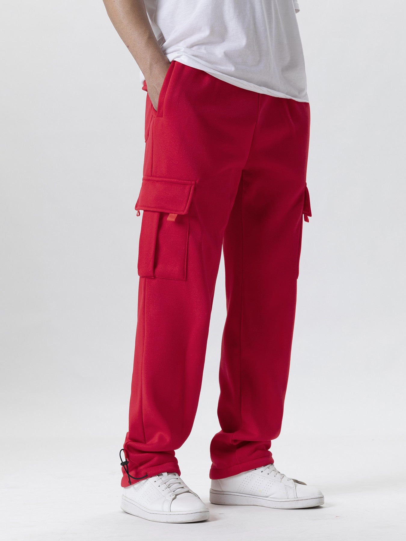 Calça Moletom Masculina Reta, Jogger para Esportes e Moda Urbana, Larga, Grande, com Cordão, Calça Longa Masculina com Múltiplos Bolsos
