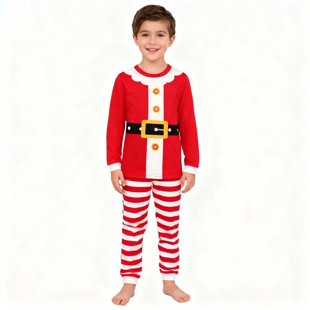 Boys Girls Christmas Pajamas Set Children Elf & Santa Costumes Baby Pijama Kids Long Sleeve Striped Pants Sleepwear For Xmas