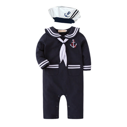Halloween Children Rompers Captain Cosplay Costume Baby Sets Lapel Fashion Uniform Long Sleeve Stage Performance Clothes