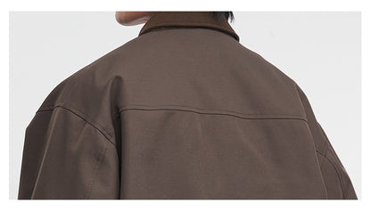 American Retro Men's Fashion Jacket 2025 Spring and Autumn New Loose Solid Color Lapel Workwear Top Men's Jacket