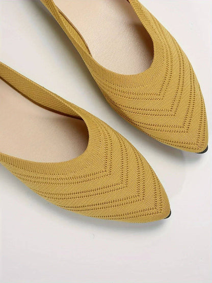 New 2024 Pointed Toe Flat Office Boat Solid Color Knitted Slip on Shoes Casual Ballet Flats Shoes Women Loafers Zapatos De Mujer