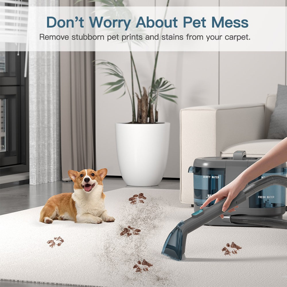 PrettyCare PC808 Cordless Carpet&Spot Vacuum Cleaner 1.4m Hose 30minutes Fabric Vacuum Cleaner with Wet Sprayer For Sofa Car